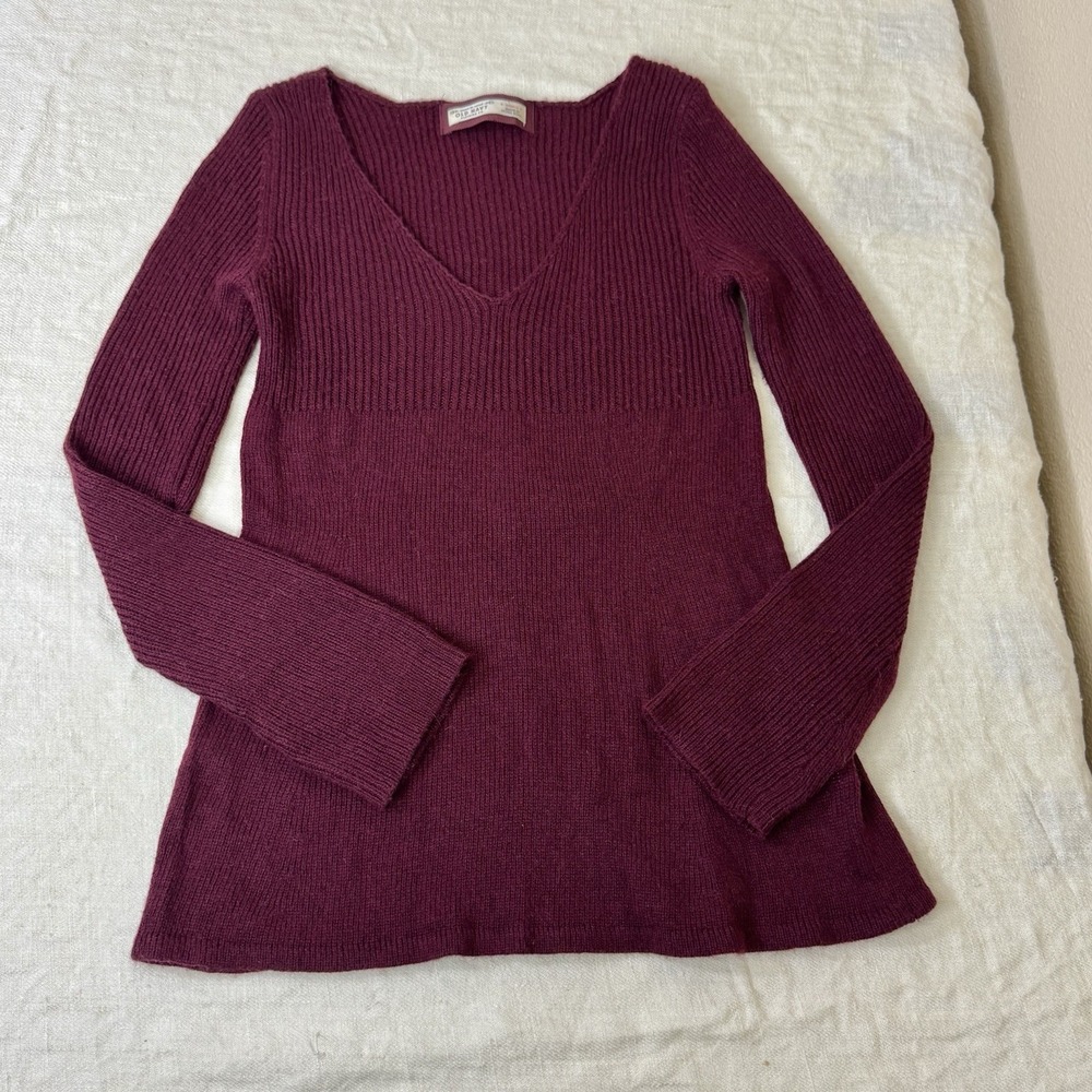Old Navy Womens Y2K Babydoll Sweater Size XS Burgundy Flare Sleeves Whimsigoth